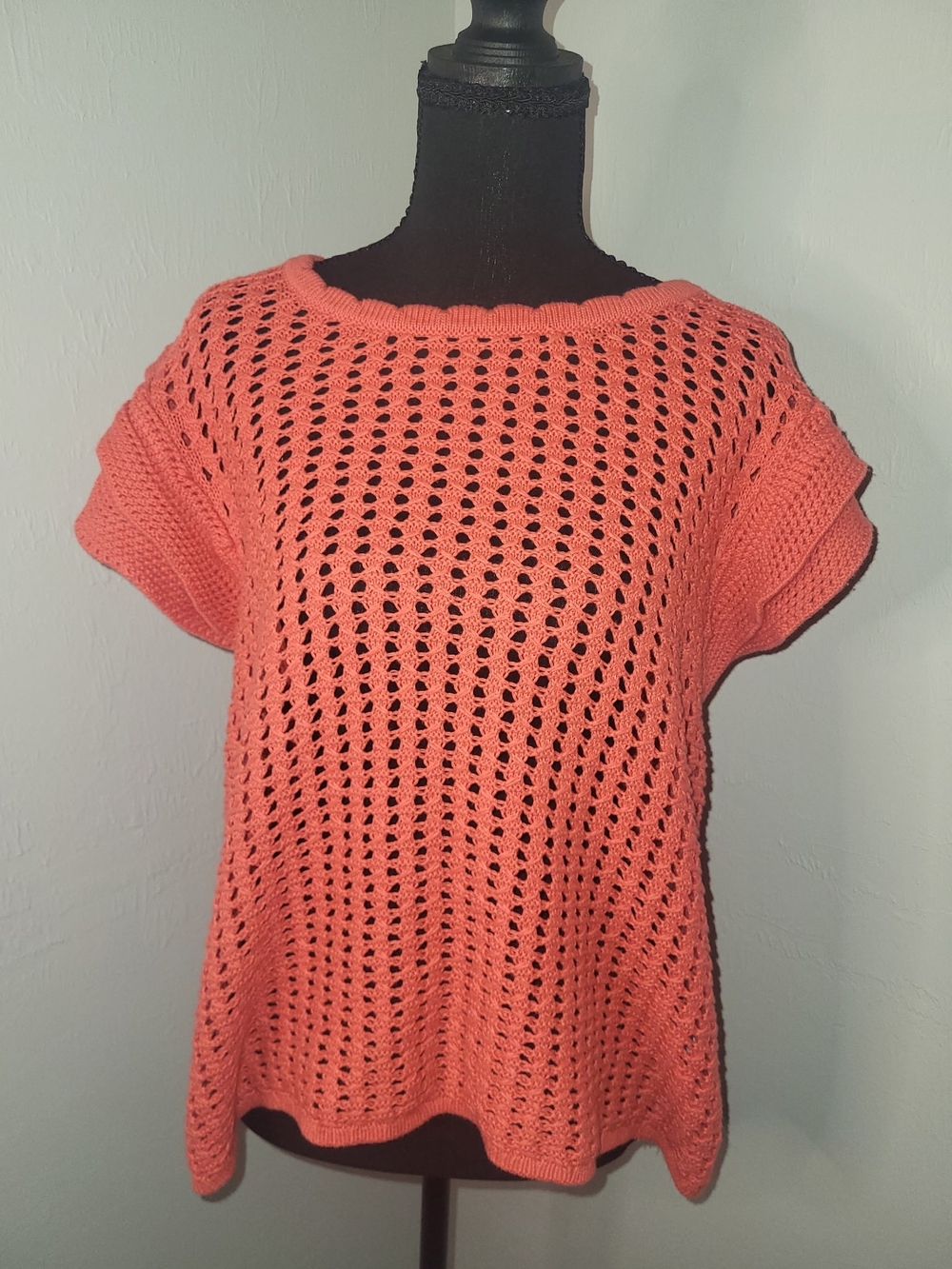 GAP Coral Openwork Knit Top